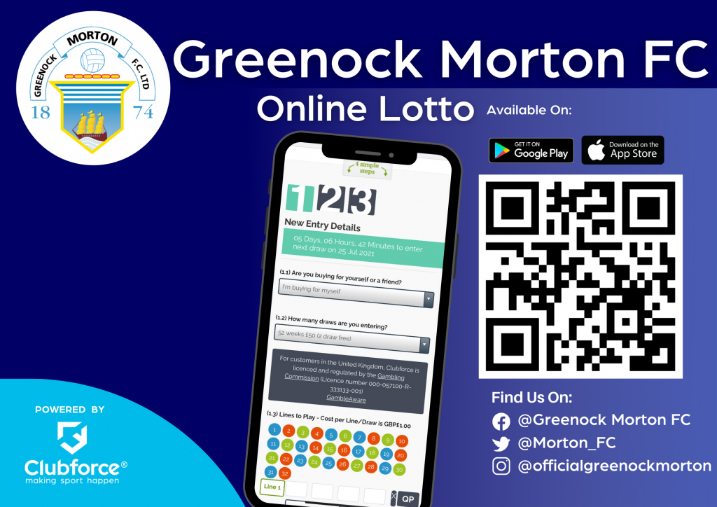 Greenock Morton FC Onilne Lotto QR Code For Online Payment.